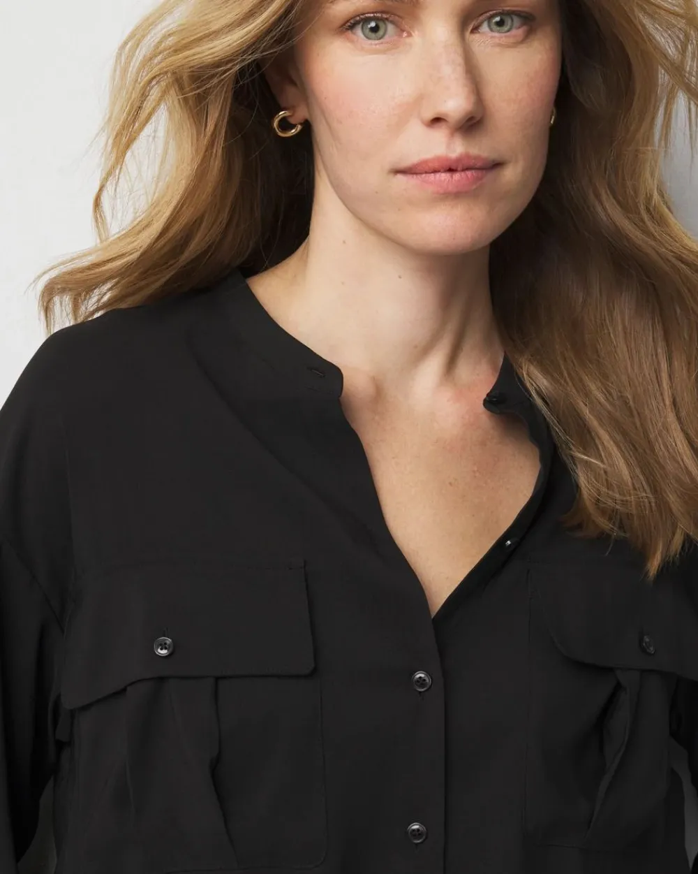 Petite Satin Utility Shirt*White House Black Market Outlet