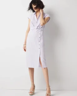 Petite Short Sleeve Button Detail Dress*White House Black Market Best