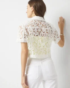 Petite Short-Sleeve Lace Jacket*White House Black Market Outlet