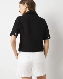 Petite Short-Sleeve Tweed Jacket*White House Black Market Clearance