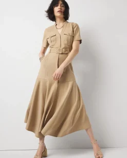 Petite Short-Sleeve Utility Shirt Dress*White House Black Market Discount