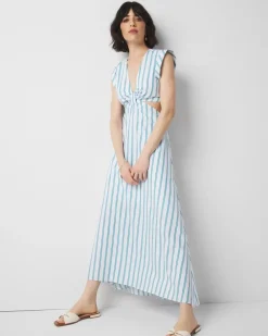 Petite Striped Cotton Midi Dress*White House Black Market Hot