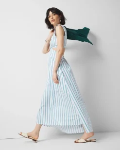 Petite Striped Cotton Midi Dress*White House Black Market Hot