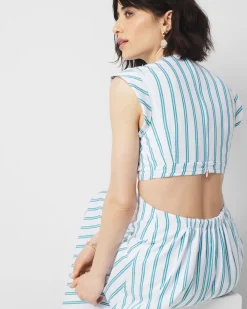 Petite Striped Cotton Midi Dress*White House Black Market Hot