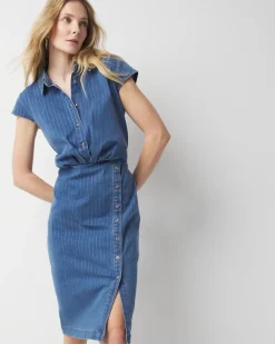 Petite Striped Denim Sheath Dress*White House Black Market Outlet