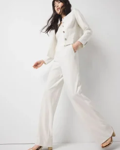 Pinstripe Button-Tab Wide Leg Trouser*White House Black Market Clearance