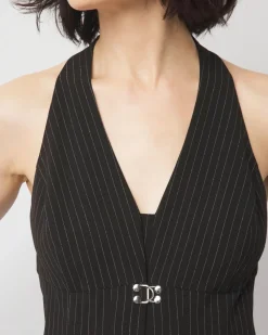 Pinstriped Hook & Eye Halter Top*White House Black Market New