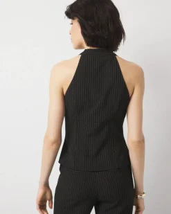 Pinstriped Hook & Eye Halter Top*White House Black Market New