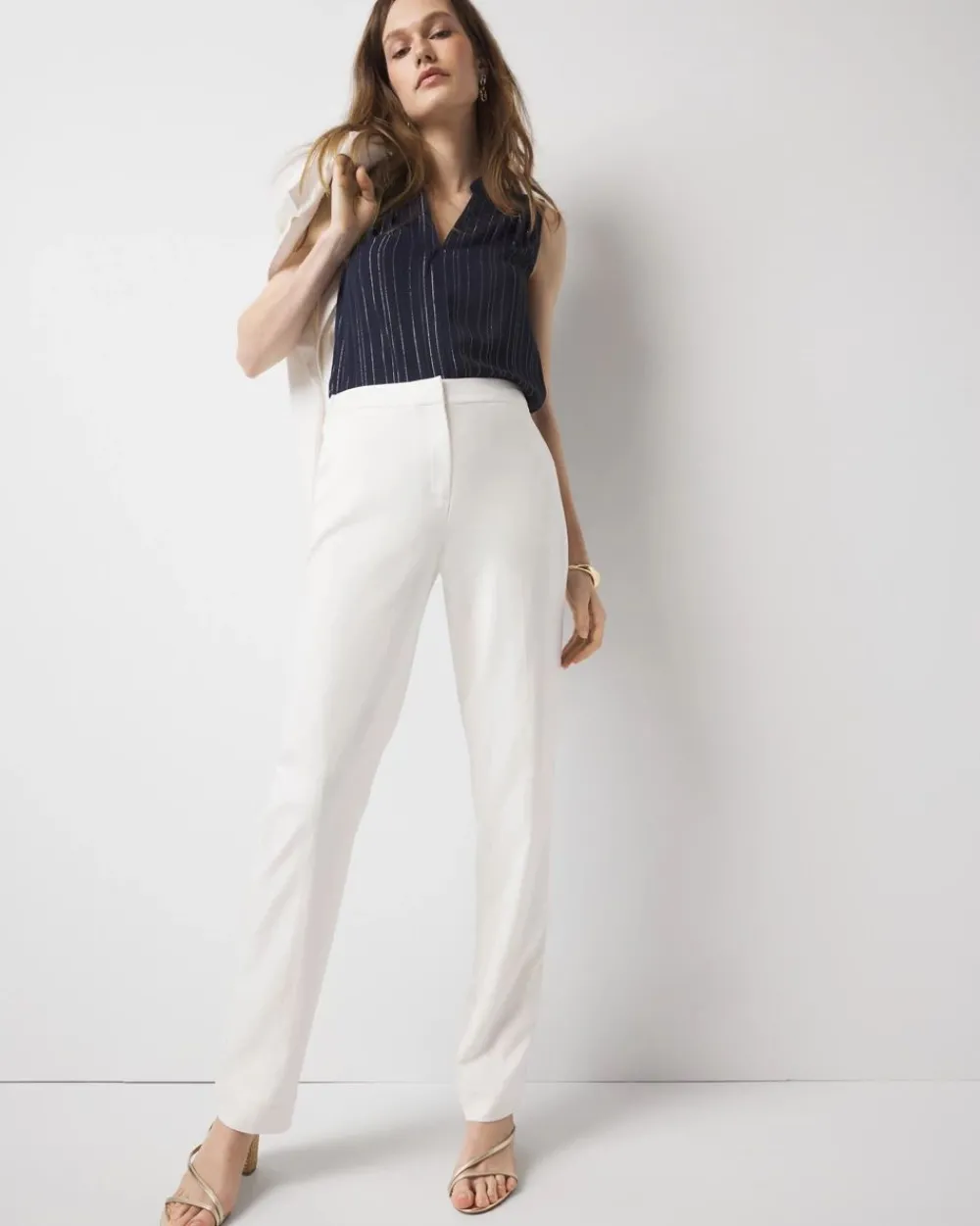 Pinstriped Pleated Shell*White House Black Market Best