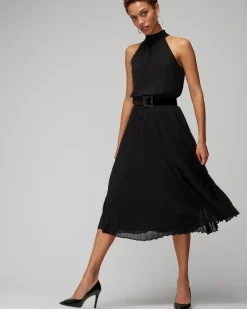 Pleated Halter Midi Dress*White House Black Market Best
