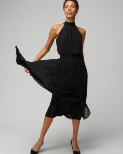 Pleated Halter Midi Dress*White House Black Market Best