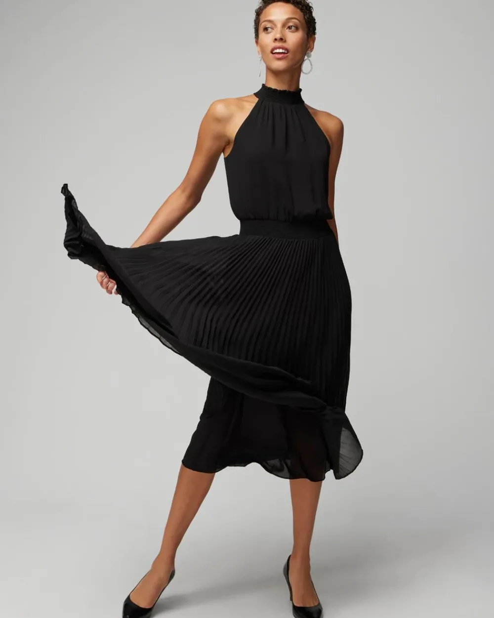 Pleated Halter Midi Dress*White House Black Market Best