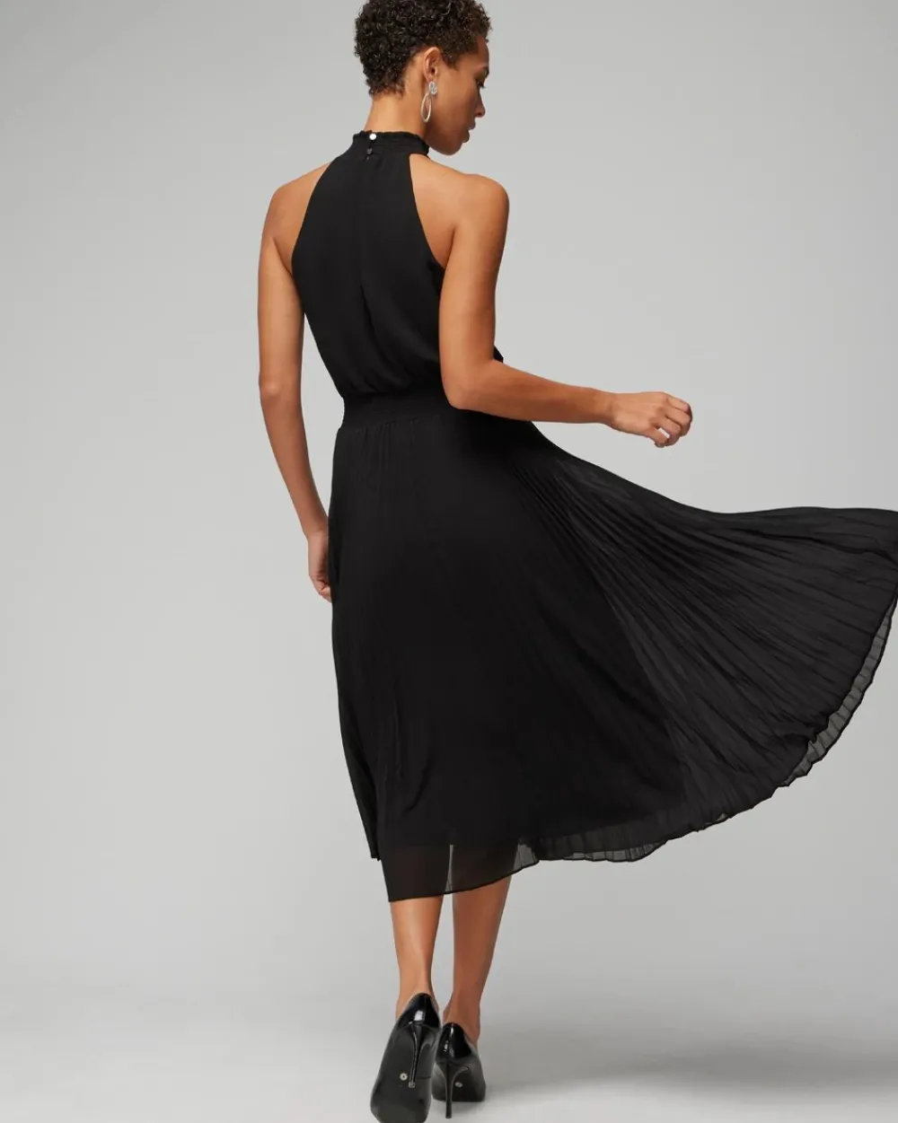 Pleated Halter Midi Dress*White House Black Market Best