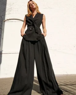 Pleated Ultra-Wide Leg Pant*White House Black Market Sale
