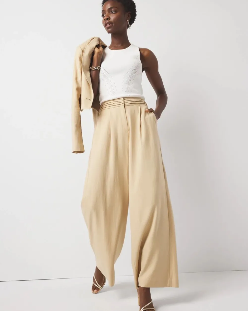 Pleated Waist Wide Leg Pant*White House Black Market Clearance