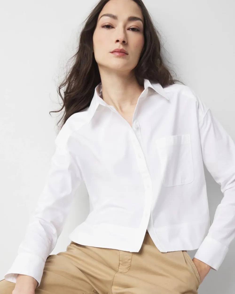 Pocket Poplin Shirt*White House Black Market Hot