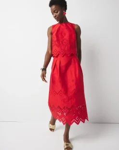 Poplin Eyelet A-Line Skirt*White House Black Market Hot