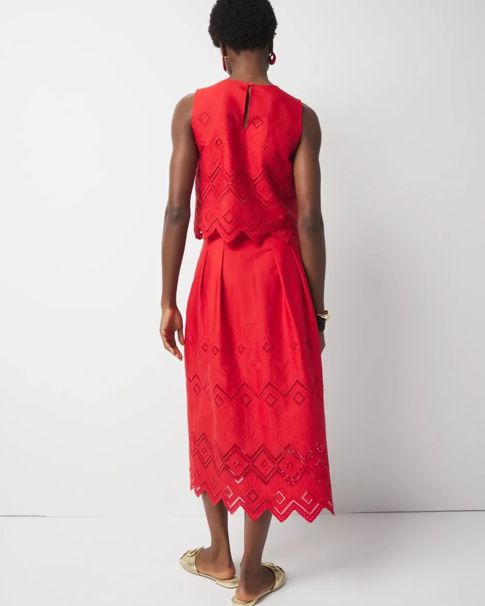 Poplin Eyelet A-Line Skirt*White House Black Market Hot