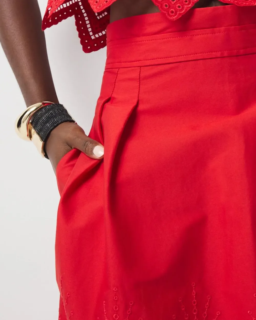 Poplin Eyelet A-Line Skirt*White House Black Market Hot