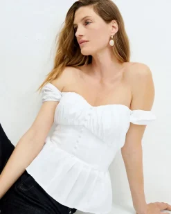 Poplin Peplum Bustier*White House Black Market Hot
