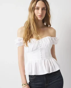 Poplin Peplum Bustier*White House Black Market Hot