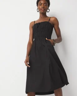 Poplin Tie Back Midi Dress*White House Black Market New