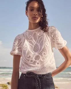 Puff Sleeve Crochet Sweater*White House Black Market Online