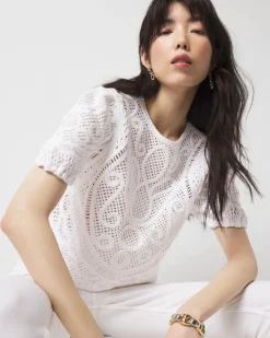 Puff Sleeve Crochet Sweater*White House Black Market Online