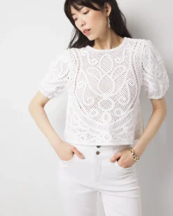 Puff Sleeve Crochet Sweater*White House Black Market Online