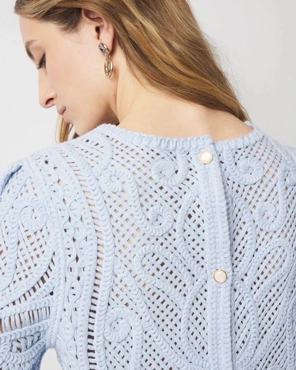 Puff Sleeve Crochet Sweater*White House Black Market New