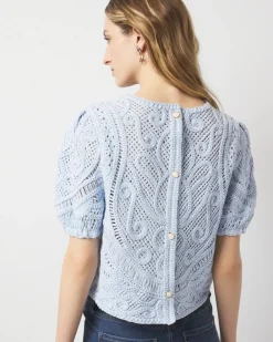 Puff Sleeve Crochet Sweater*White House Black Market New