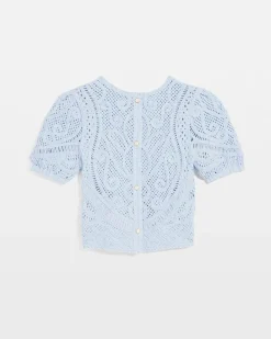 Puff Sleeve Crochet Sweater*White House Black Market New