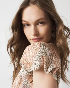 Puff-Sleeve Paisley Top*White House Black Market Discount