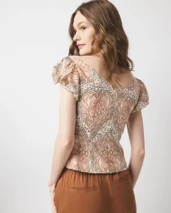Puff-Sleeve Paisley Top*White House Black Market Discount
