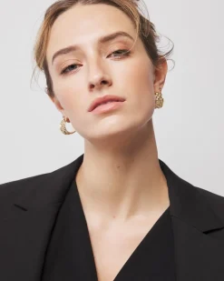 Quilted Gold Hoop Earrings*White House Black Market New