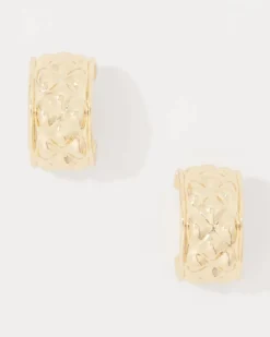 Quilted Gold Hoop Earrings*White House Black Market New