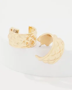 Quilted Gold Hoop Earrings*White House Black Market New