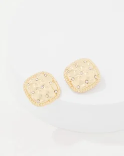 Quilted Pavé Stud Earrings*White House Black Market Best