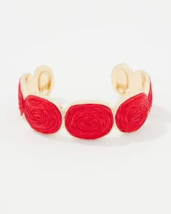 Red Raffia + Gold Cuff*White House Black Market New