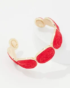 Red Raffia + Gold Cuff*White House Black Market New