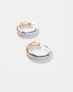 Reversible Small Pave Hoop Earrings*White House Black Market New