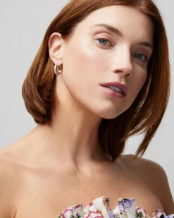 Reversible Small Pave Hoop Earrings*White House Black Market New