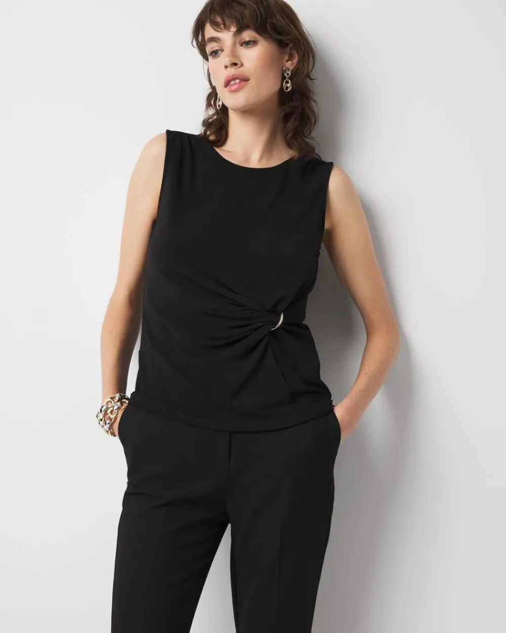 Ring Detail Ruched Tank*White House Black Market New