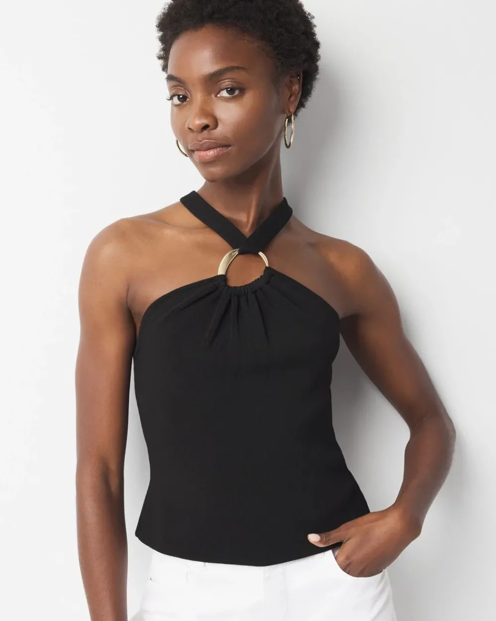 Ring Halter Sweater Top*White House Black Market Discount