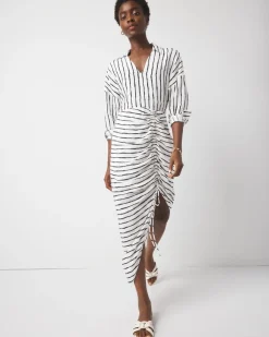 Ruched Crepe Midi Shirt Dress*White House Black Market Clearance