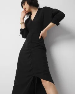 Ruched Crepe Midi Shirt Dress*White House Black Market Discount