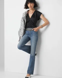 Ruched Front Flutter Sleeve Shell Top*White House Black Market Clearance