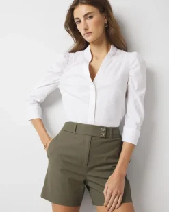 Ruched Sleeve Poplin Blouse*White House Black Market Clearance