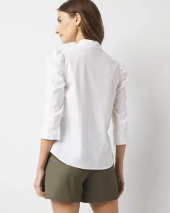 Ruched Sleeve Poplin Blouse*White House Black Market Clearance