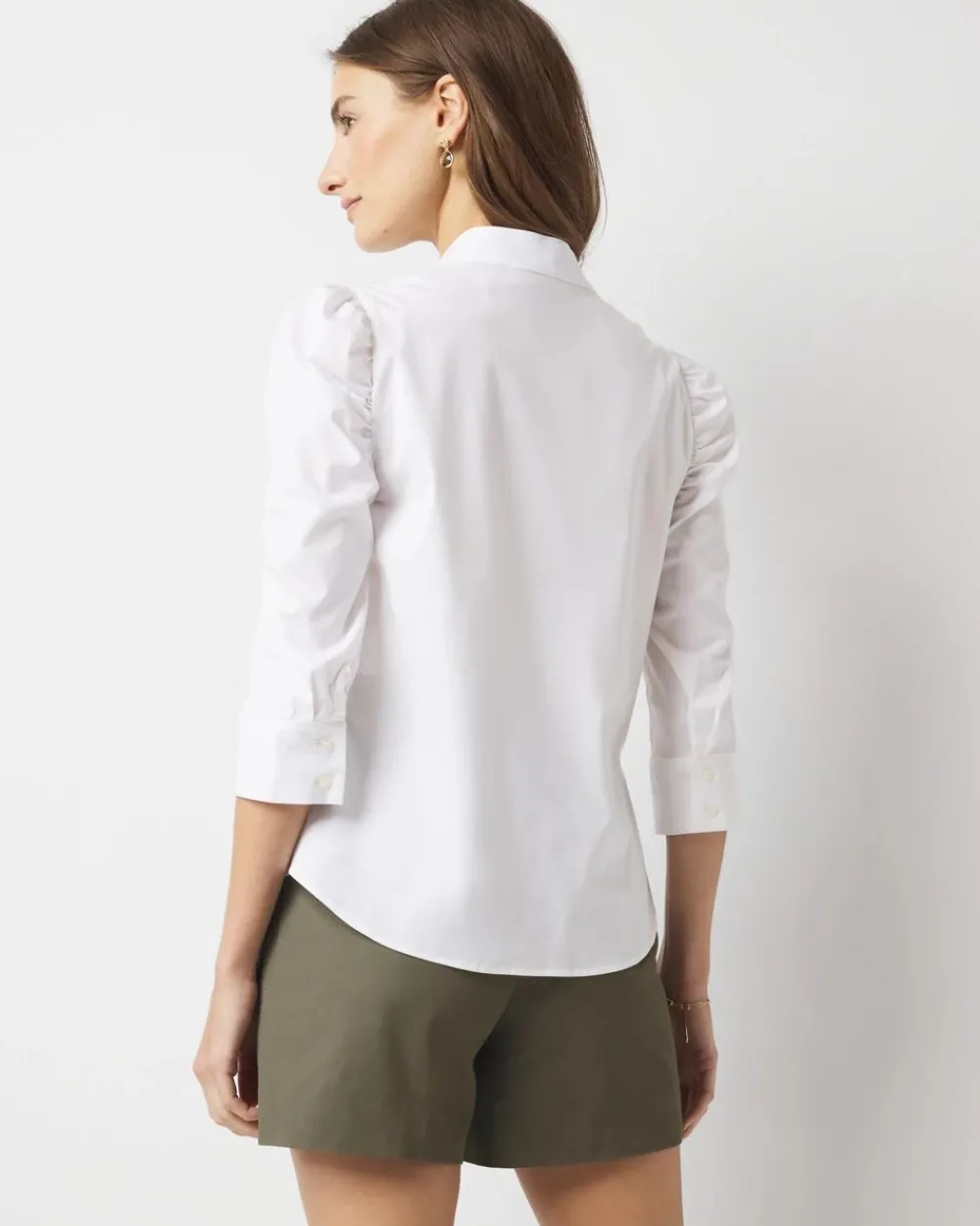 Ruched Sleeve Poplin Blouse*White House Black Market Clearance